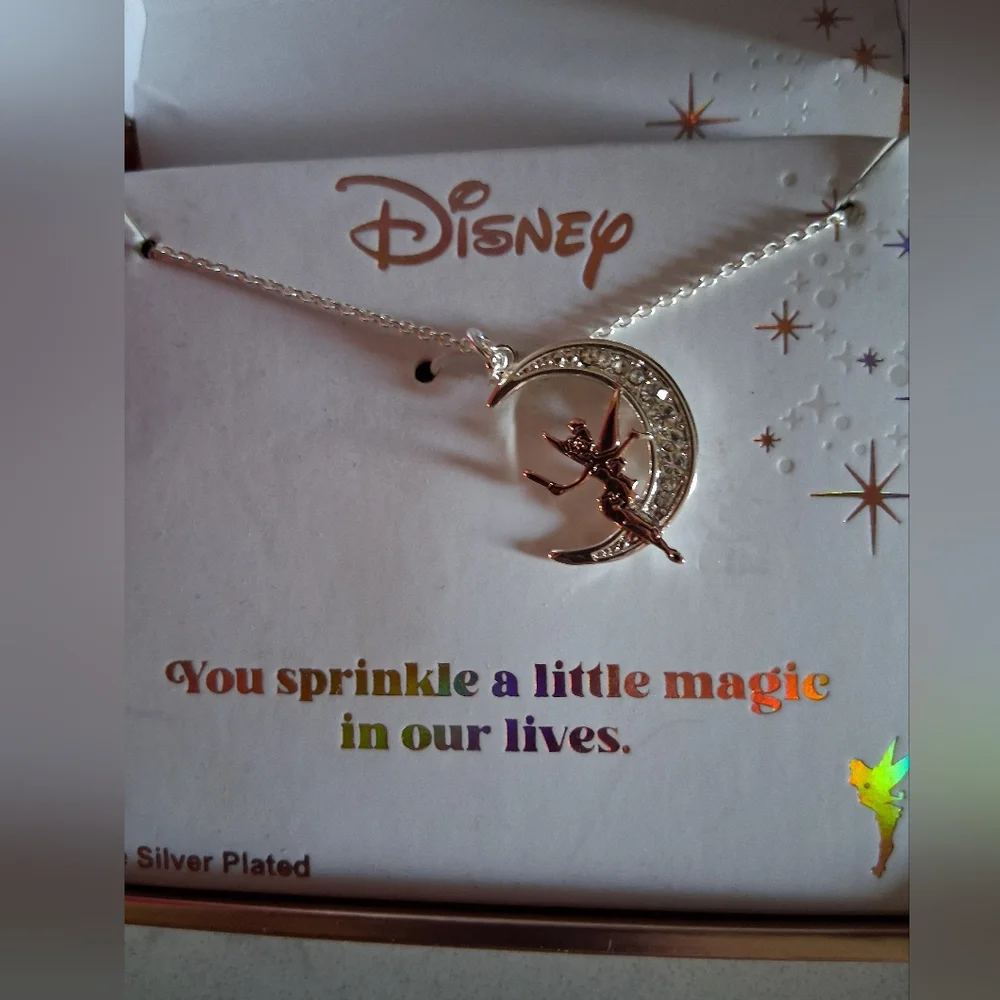 Tinkerbell Necklace, by Disney. Gold, Silver, and Rhinestones - Picture 2 of 4